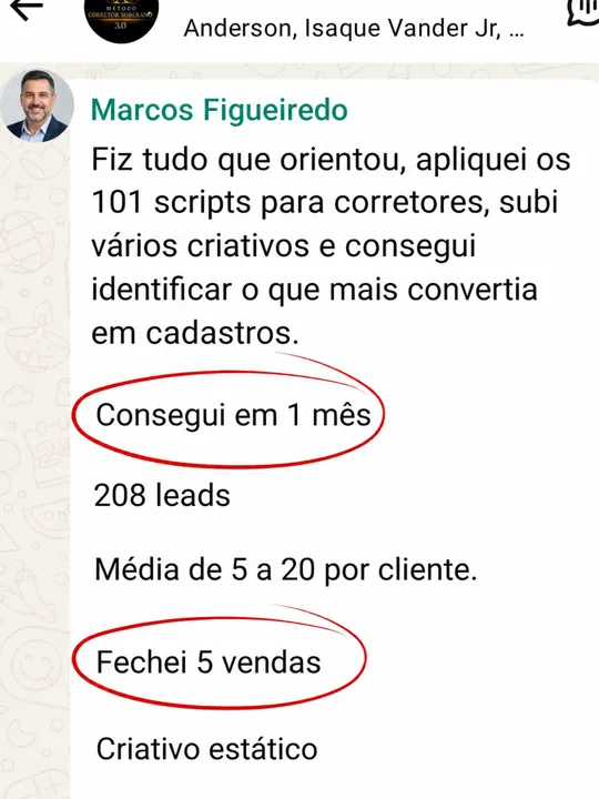 Depoimento de aluno 3 dos 101 scripts para corretores